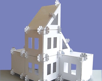 Modern Dollhouse Kit, Cardboard Dollhouse Kit, Modular Dollhouse