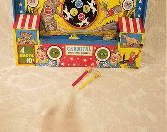1950's Vintage Ohio Art Tin Litho Carnival Shooting Gallery Lineup