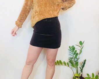 Velvet mini skirt vintage velvet skirt 90s guess velvet skirt brown velvet skirt vintage mini skirt high waisted skirt small velvet skirt 2
