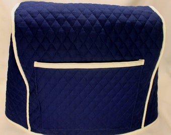 Kitchenaid Lift-Up Bowl 5-6 Qt Mixer Cover 300+ color combos U Pick From (Navy Blue/Cream Trim Shown) M.T.O. - Gift under 50