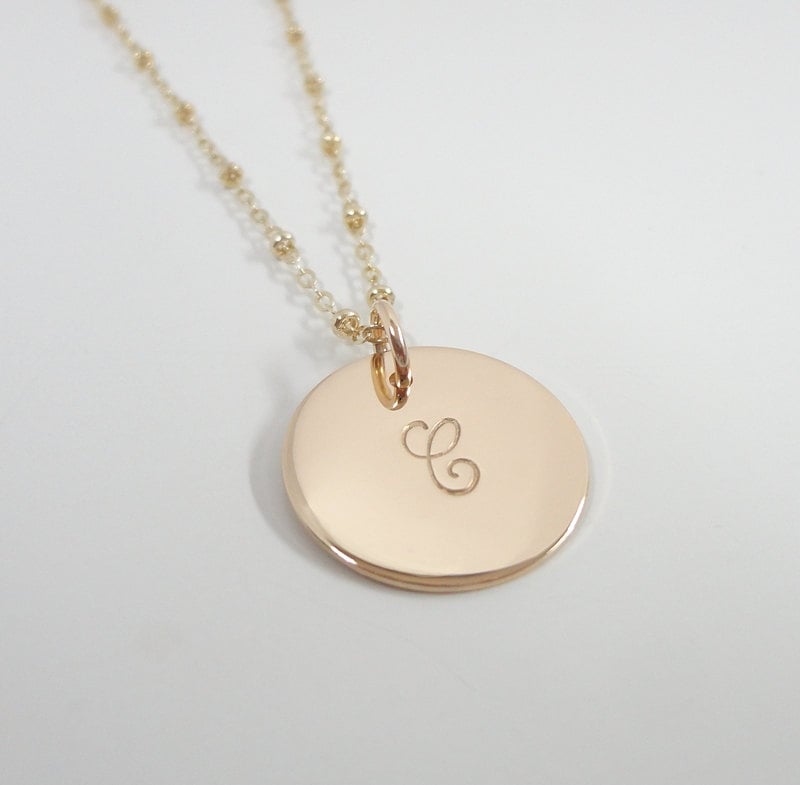 Large Gold Filled Monogram Necklace with 3/4 Initial