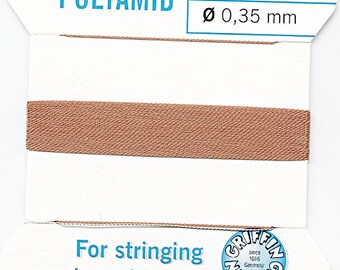 Save - 10 pkgs SIZE 1 Nylon Power Polyamid Bead Thread - BEIGE - Made in Germany