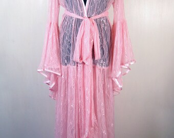 Pink Floral Lace Peignoir