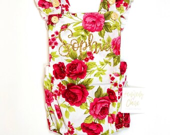 Baby Girl Romper Set, Newborn Romper, Floral Romper, Monogrammed Baby Romper Boho Baby Girl Clothes Summer Baby Girl Outfits Baby Girl Gift