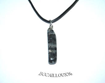 PENDENTIF Baroque LARVIKITE 2 - Attache ARGENTEE