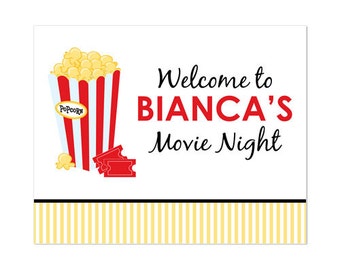 50% Off Sale! - PRINTABLE Movie Night Party Welcome Sign
