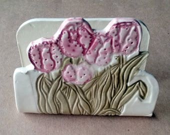 Ceramic Kitchen Sponge Holder recipe card holder tulips
