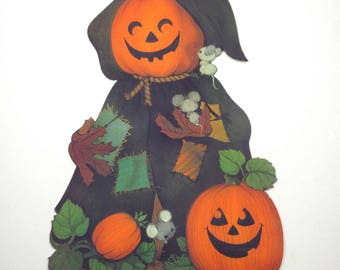 Vintage Grinning Jack O Lanterns and Mice Halloween Die Cut Decoration