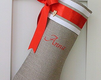 Personalized Christmas Stockings Linen Christmas stocking Family Christmas stocking Holidays decoration