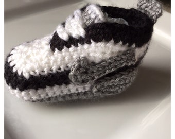 Black and Grey Nike Inspired Baby Booties Shoes