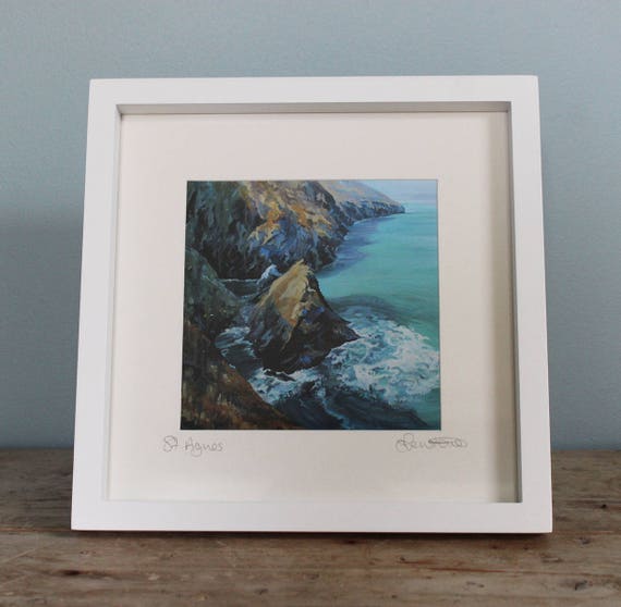 Framed print of St Agnes Cornwall from an original acrylic