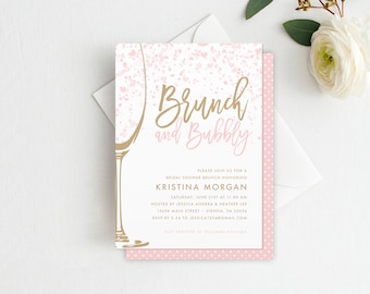 Brunch & Bubbly Bridal Shower Invitation - Bridal Shower Brunch, Champagne Brunch, Champagne Invitation, DIY Template, INSTANT DOWNLOAD