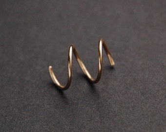 Spiral Earrings - gold earrings, gold filled earrings, minimal earrings, minimalist earrings, spiral hoop earrings, double earrings