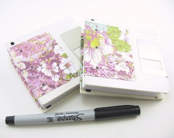 Off White Floppy Disk Notebook, Blank To Do Pad, floral, small blank notepad, coptic bound, coptic binding, recycled, to do list notepad