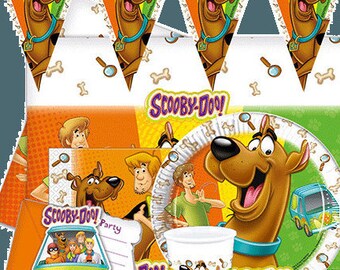 Scooby-Doo Party Supplies Birthday Tableware Dekoration Napkins Loot Bags Tablecover Cups Plates Banner Balloon