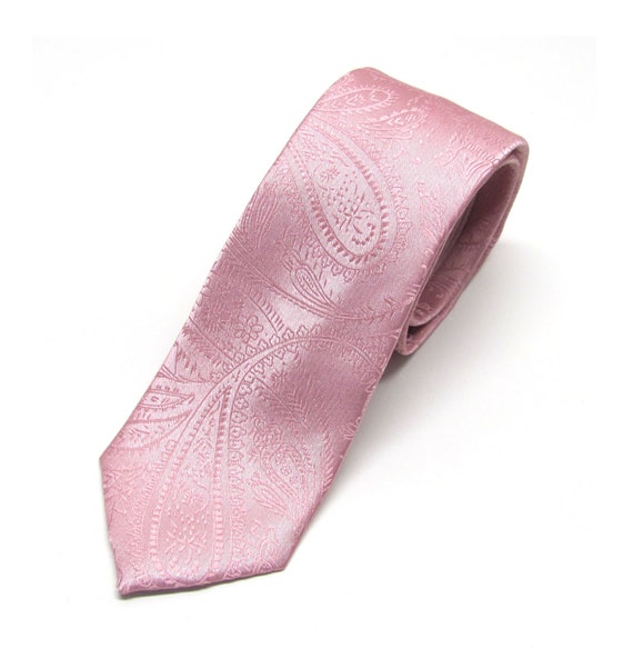 Men's Tie. Dusty Rose Pink Paisley