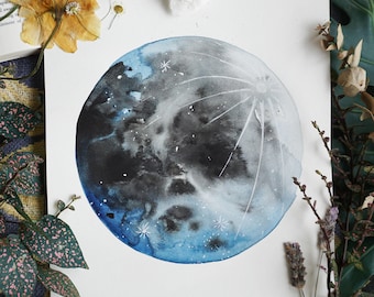 Blue Moon, Moon Art, Lunar Art, Full Moon, Luna