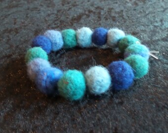 Green & Blue Felt Bead Bracelet