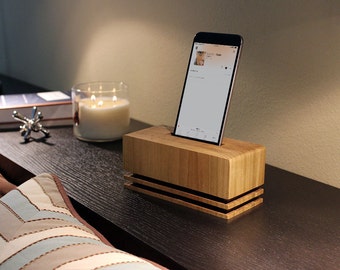 Modern Phone Speaker Kit, Phone Amplifier, Wooden Phone Dock