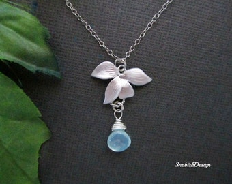 Custom Birthstone Necklace, Orchid Necklace, Flower Necklace, Dainty Necklace, Bridesmaid Necklace, Wedding Necklace, Bridal Jewelry, Silver