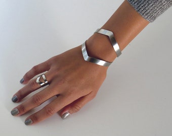 wide cuff bracelet / geometric cuff bracelet / silver cuff bracelet / statement bracelet diamond cuff / edgy jewelry