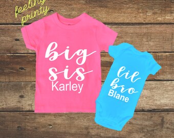 Big Sister shirt Little brother shirt set Sibling Shirt big sis lil bro shirt set Turquoise pink