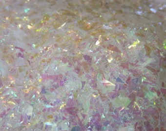Iridescent Cellophane Glitter Flakes White Bag Iridescent Glitter Flakes Cellophane Flakes Iridescent Flakes Mylar Flakes Pink White