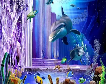 Magical Underwater World 10ft x 10ft Backdrop Computer Printed Photography Background XLX-962