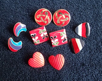 Retro / Vintage Enameled Metal Earrings
