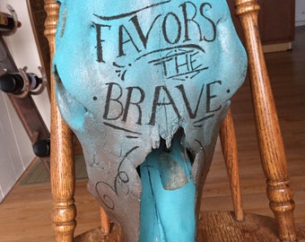 Fortune favors the brave painted skull