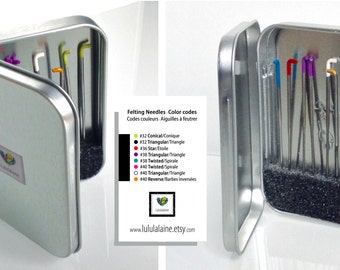 Needle felting case. Metal tin, box for felting needles, Blank hinged tin box, FREE WITH PURCHASE of 20 or more needles