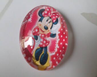 x 1 cameo/cabochon Minnie red oval glass 25 x 18 mm (9)