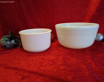 Vintage Milk Glass Mixing Bowl 2 Piece Set - one marked Pyrex