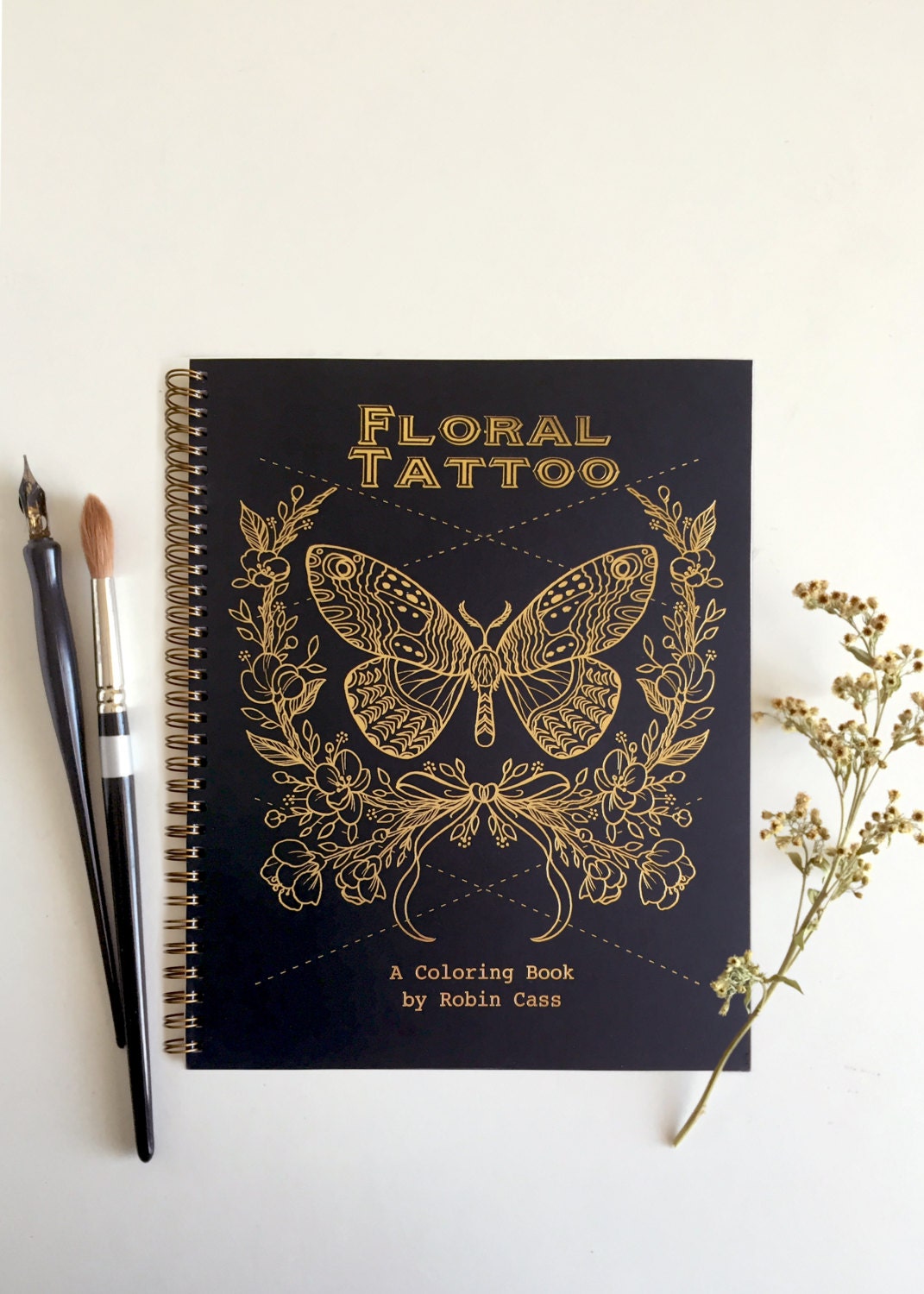 Adult Coloring Book Floral Tattoo Gold Foil Cover 44 Adult Coloring Book Floral Tattoo Gold Foil Cover 44