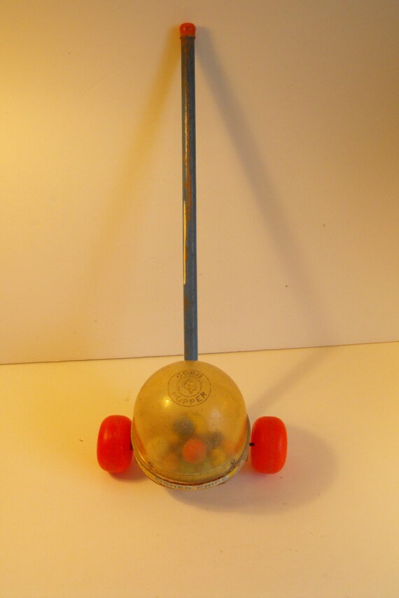 Vintage Fisher Price Corn Popper Push Toy with Wooden Parts