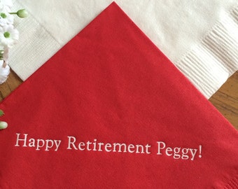 50 Personalized Napkins Personalized Napkins Retirement Personalized Cocktail Beverage Paper Party Monogram Custom Luncheon Avail!