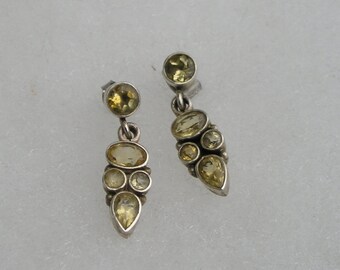 Dainty Sterling silver 925 Citrine Drop Earrings