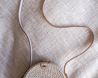 White Rattan Roundie Bag