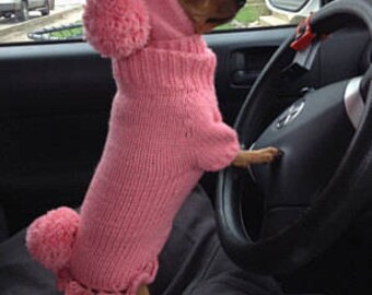 Dog sweater,dog clothes, dog clothes with hat,sweater set with pom poms,clothing for dog. Cute Bunny Pet Costume With Pom Pom Dog Hat