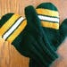 Adult Mittens - Green Bay Packer Uniform Stripes - Uniform Sleeve or Green Bay Helmet - Custom - Wool or Acrylic - Delivery 2018