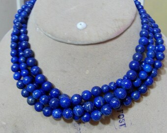 1 Strand Lapis lazuly polished Round beads 15'' 40, grams 7X101. MM