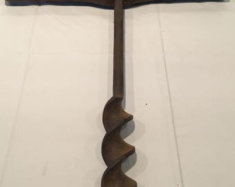 Antique Primitive Barn Beam Drill Auger - 15-3/4" Long, 15" Handle