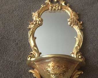 Vintage Syroco 2327 Half Wall Shelf with Mirror Marked on back 1970 Hollywood Regency***SALE***