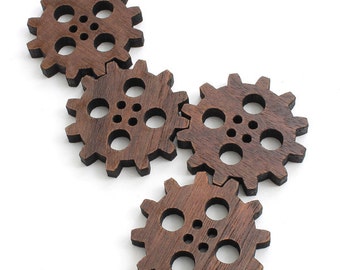 Steampunk Clock Gear Wood Buttons 1 1/2" - Laser Cut from Sustainable Harvest Wisconsin Wood - Timber Green Woods