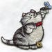 cat with butterfly iron on patch