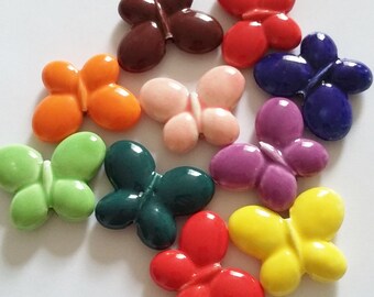 2pcs Ceramic Butterfly Beads - Large Butterfly Beads - Assorted Beads - Focal Beads - 27-20mm - Jewelry Supplies - B46838