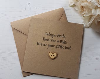Father of the Bride Mother of the Bride Wedding Day Thank You Card - Vintage Rustic Kraft Heart - Parents Wedding Day Card - Wedding Card