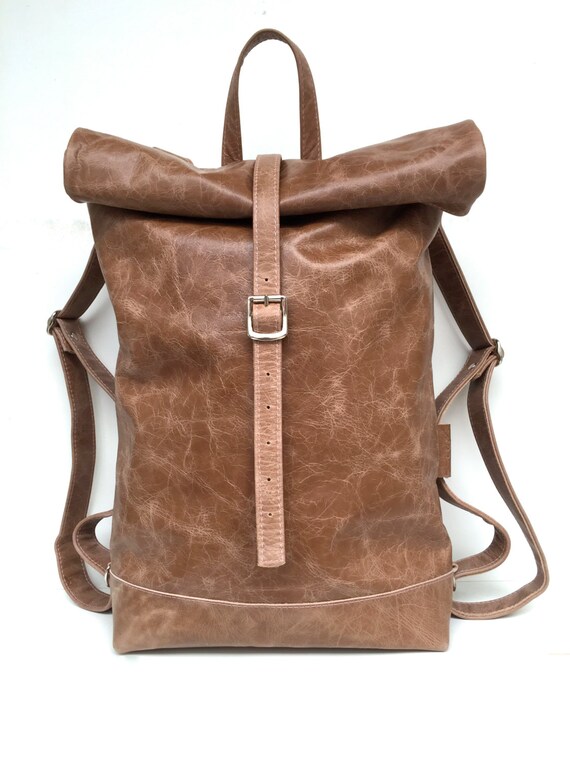 Leather backpack , rolling backpack , backpack leather , brown leather backpack