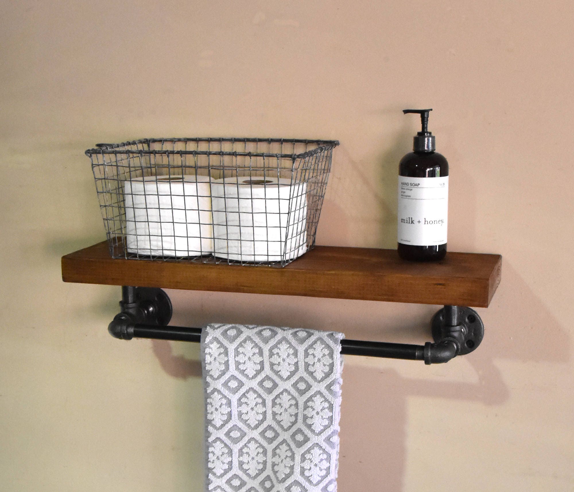 Bathroom Floating Shelve Towel Rack Industrial Bathroom Floating Shelve Towel Rack Industrial