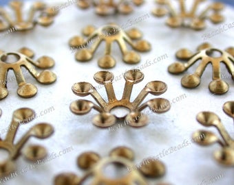 Raw Brass Flower Style Multi-Rhinestone Settings, Vintage Style DIY Wedding Tiara Crown Hair Vine Craft Supplies, Made in USA ~ STA-344